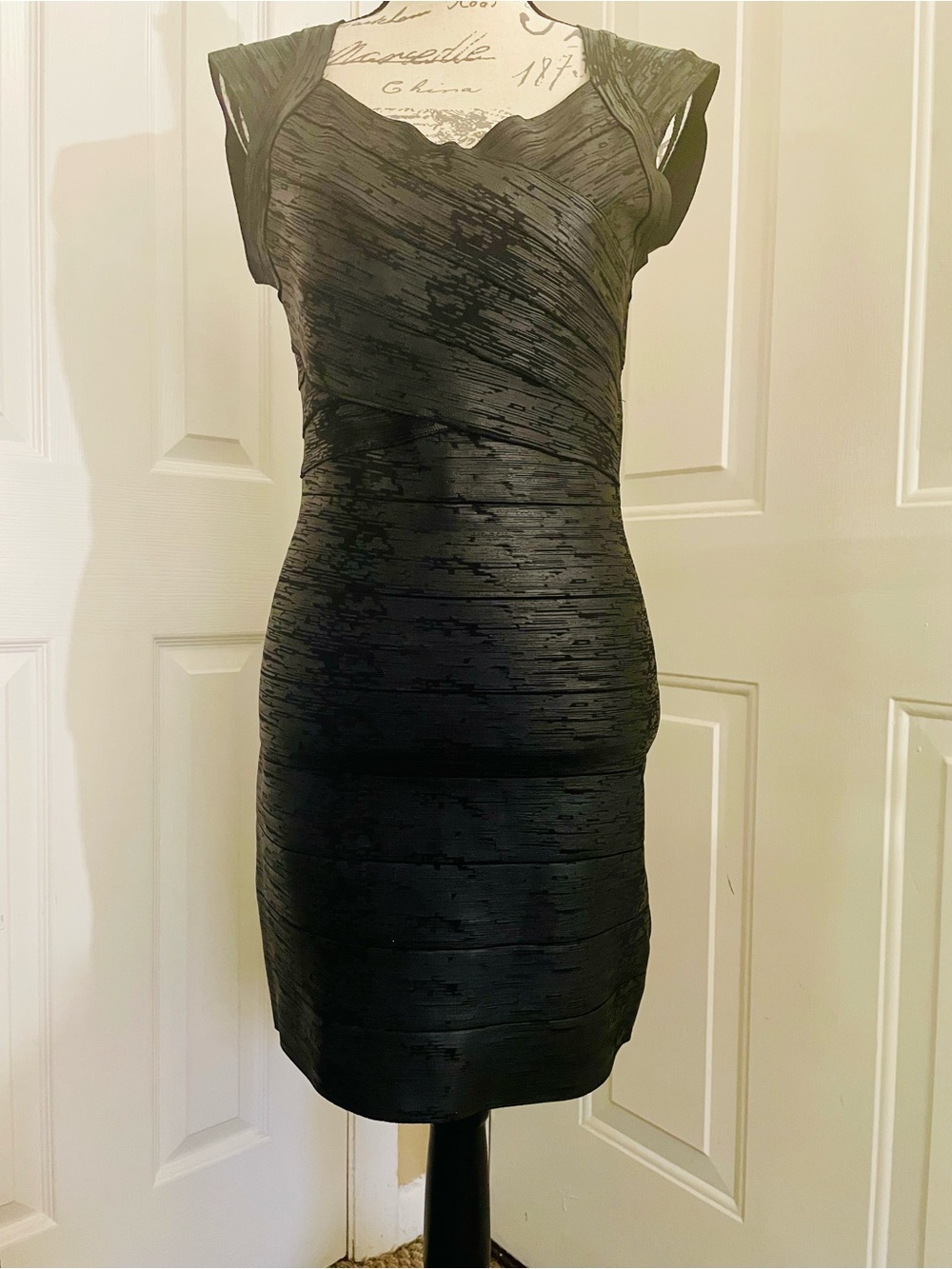 Shinestar Black Textured Mini Dress
